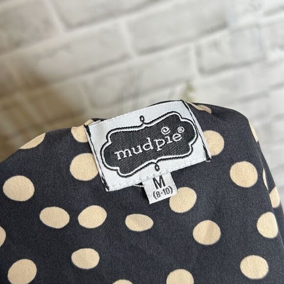 mudpie Tan & Black Samantha Dress Shirt Dress Size Medium Polka Dot - Picture 7 of 9